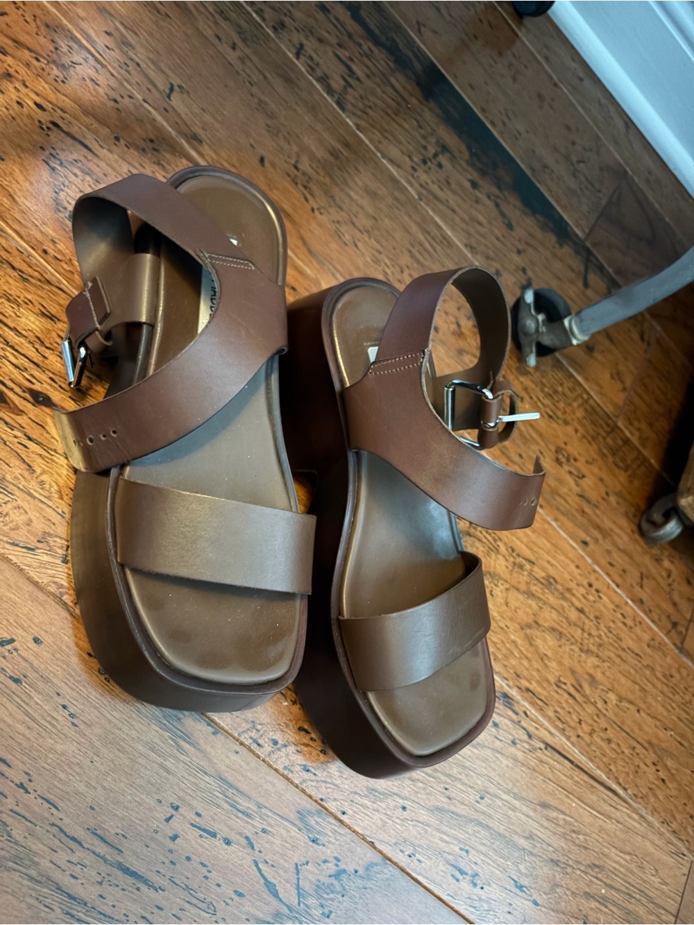 Steve Madden Brown Platform Buckle Sandals